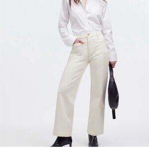 Madewell Emmett Wide Leg Denim Jeans Patch Pocket White barrel